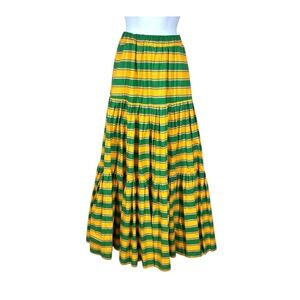 La DOUBLE J. MANTERO Big Skirt Womens S 100% Italian Cotton Tiered Maxi Pockets